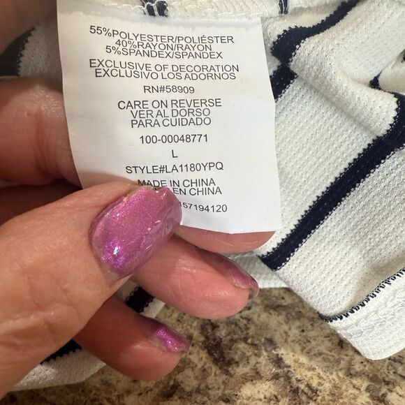 Gibson Latimer Large V Neck Striped Blue White NWT - Picture 7 of 10